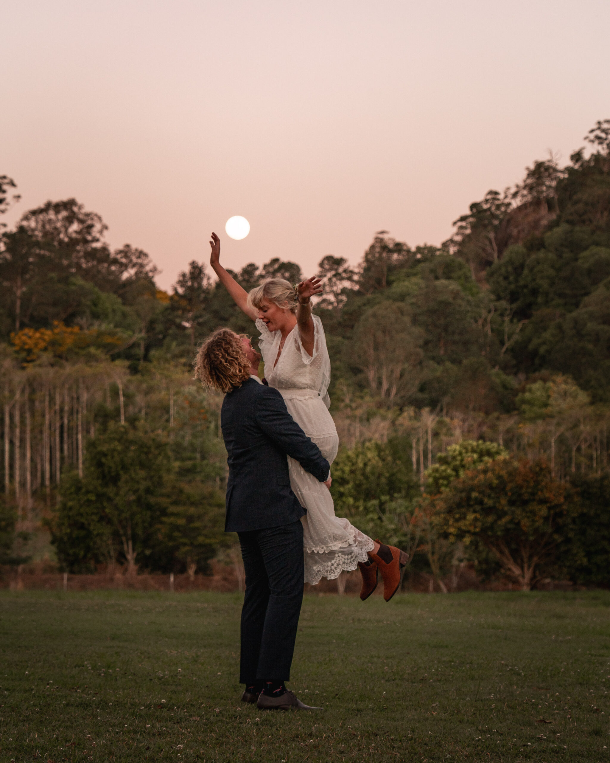 A candid wedding celebration photographed on the Sunshine Coast